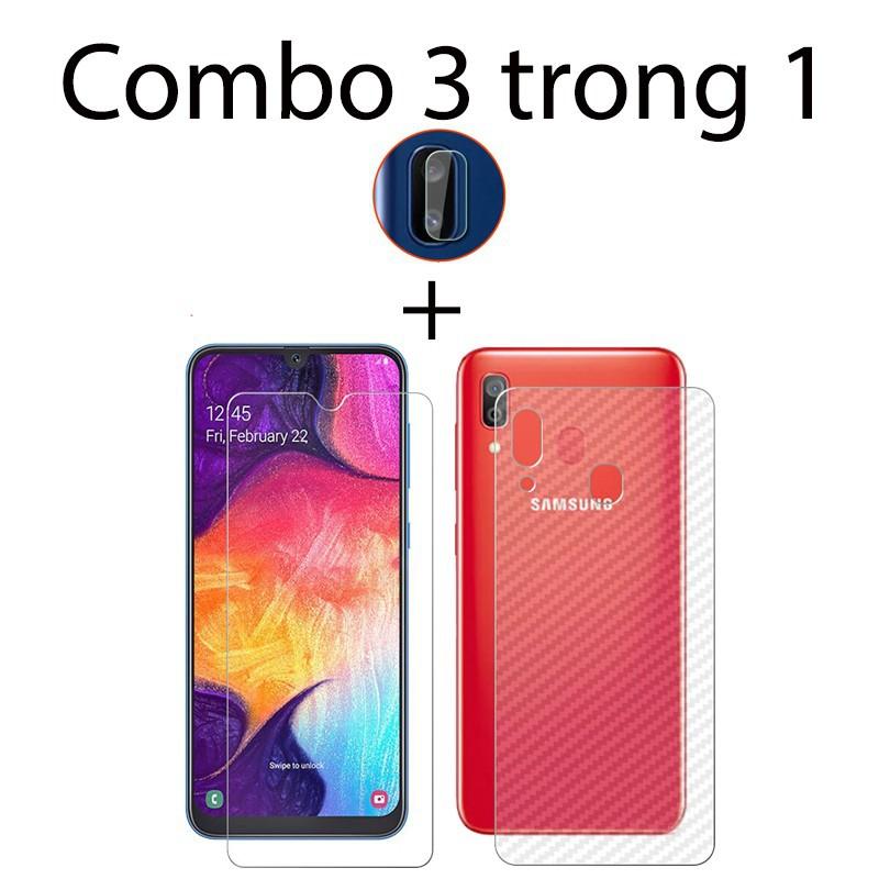 [HCM]Combo cường lực Samsung A30 2 decal carbon và 4 miếng dán camera