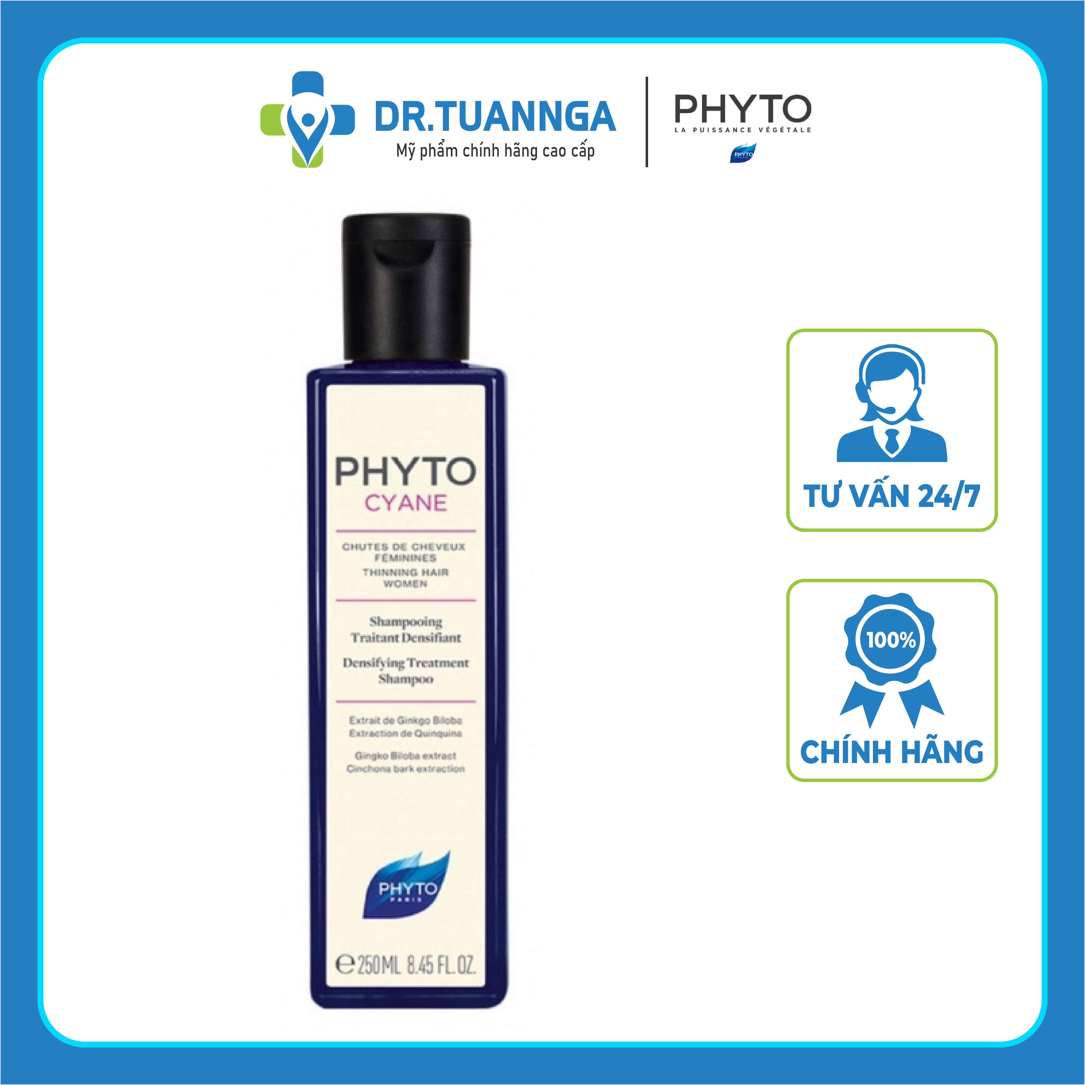 Dầu Gội Ngăn Rụng Tóc Phyto Cyane, kích thích mọc tóc - Hàng nội địa Pháp