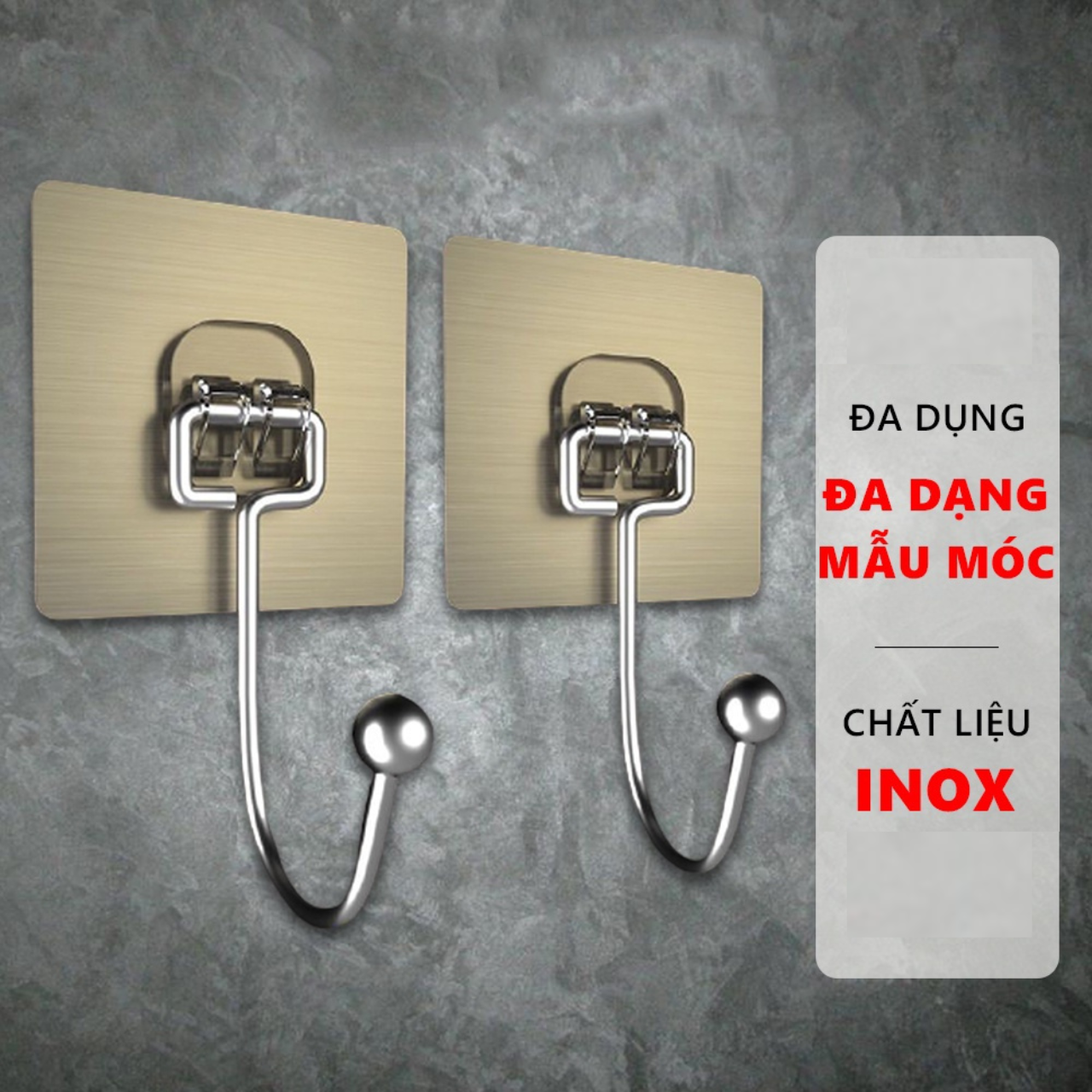 Combo 5-10 móc dán tường inox miếng dán bạc đa năng treo đồ tiện lợi siêu dính
