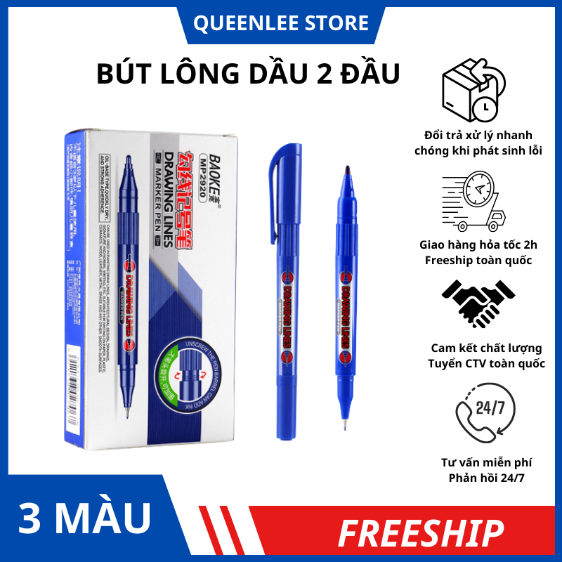 Bút đánh dấu bút lông dầu không xoá được 2 đầu bút