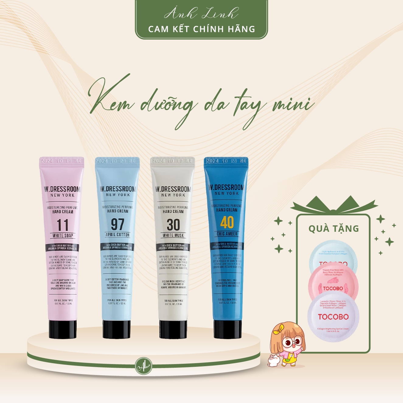 Kem dưỡng da tay mini w.dressroom perfume hand cream mini 20ml