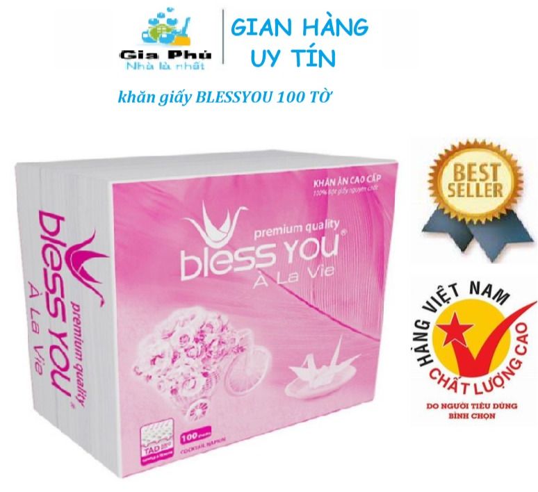 Khăn giấy ăn cao cấp BLESS YOU 100 tờ Gia Phú