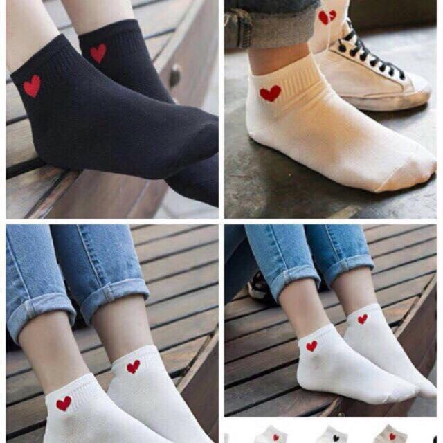 Set 5 đôi tất cổ ngắn hoạ tiết trái tim