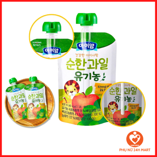 Nước ép trái cây nguyên chất ILDONG dạng túi cho bé gói 100ml T7/24