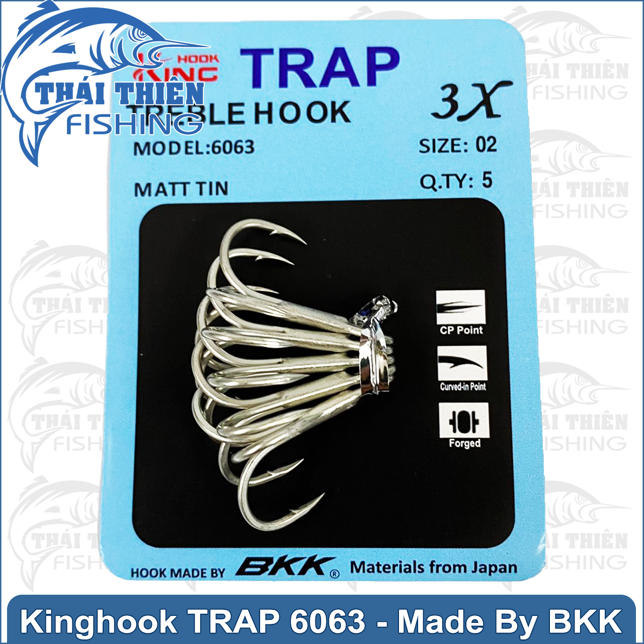 Lưỡi câu ba tiêu king hook trap 6063 độ cứng 3x made by bkk