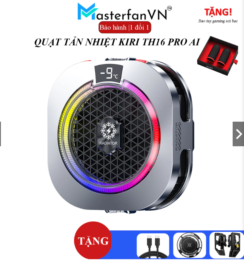 Kiri Th16 Pro Ai 24W Cooling Fan – Rgb Phone Cooling Fan, 4 Modes, Ai Automatic, 3-Month Warranty 1 for 1 Exchange Giá 309,000 Đồng*Miễn phí vận chuyển