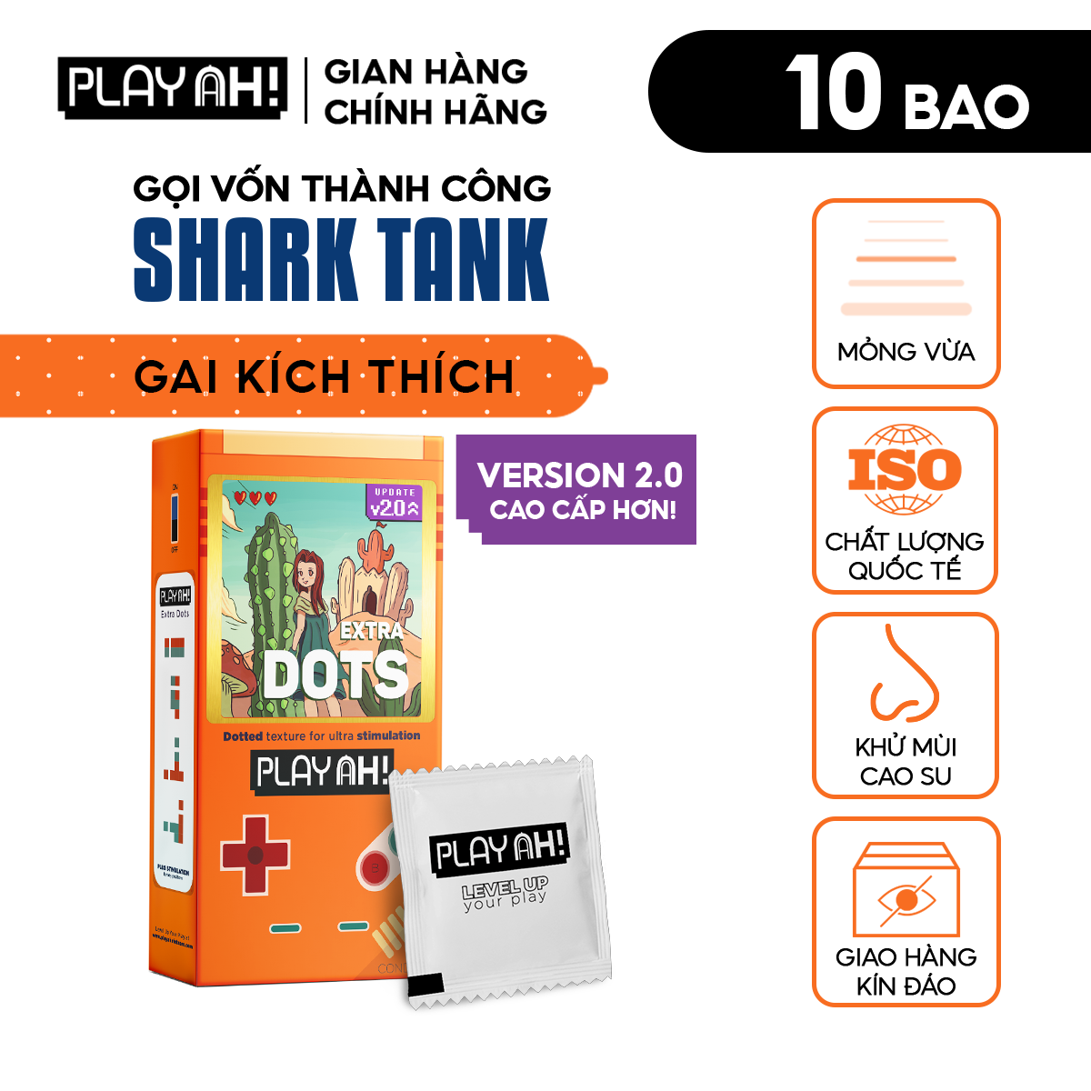 Bao Cao Su PLAYAH Extra Dots Thêm Gai Hộp 3 10 size 52mm