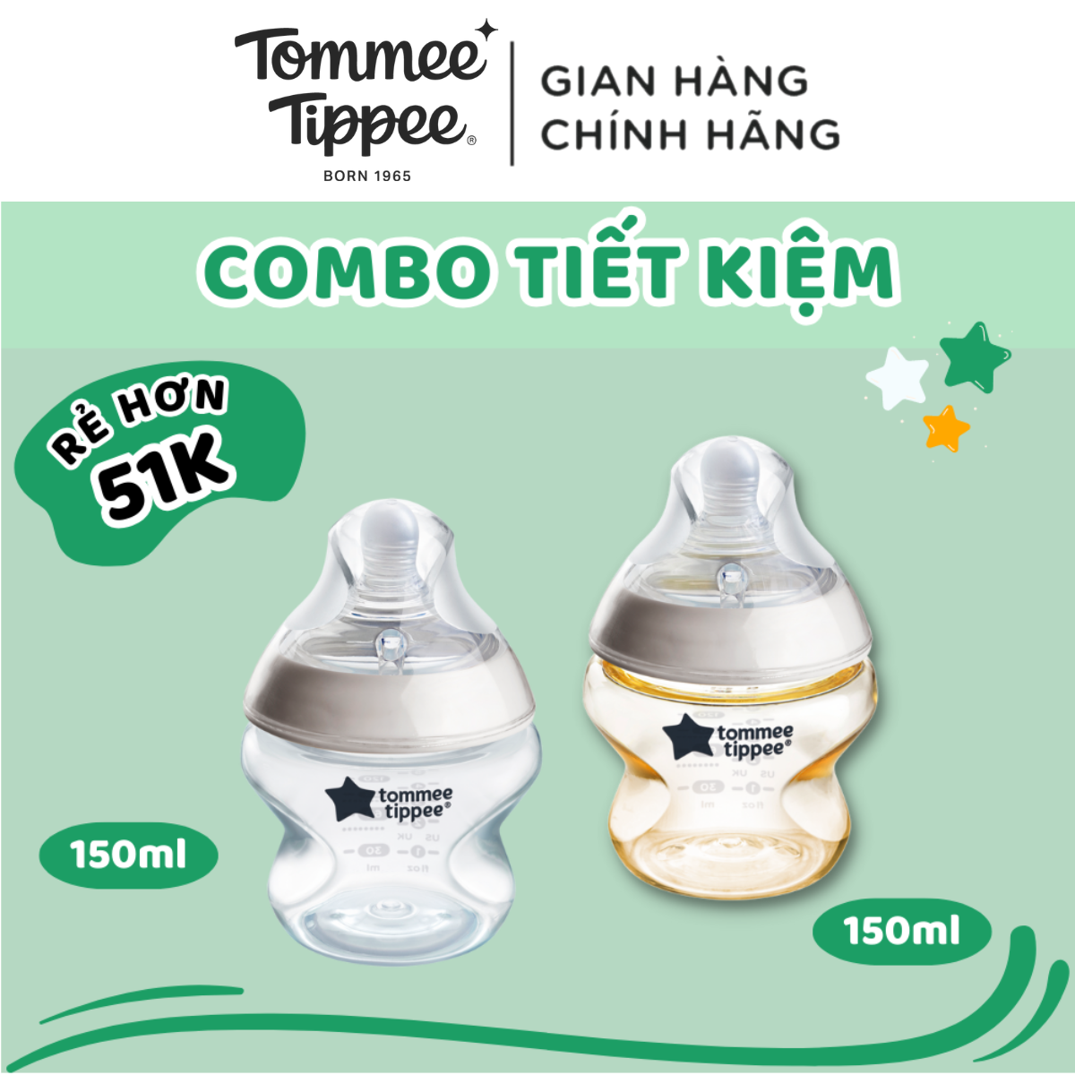 Combo bình sữa ppsu ty siêu mềm tự nhiên tommee tippee closer to nature 150ml & bình sữa ty siêu mềm tự nhiên 150ml
