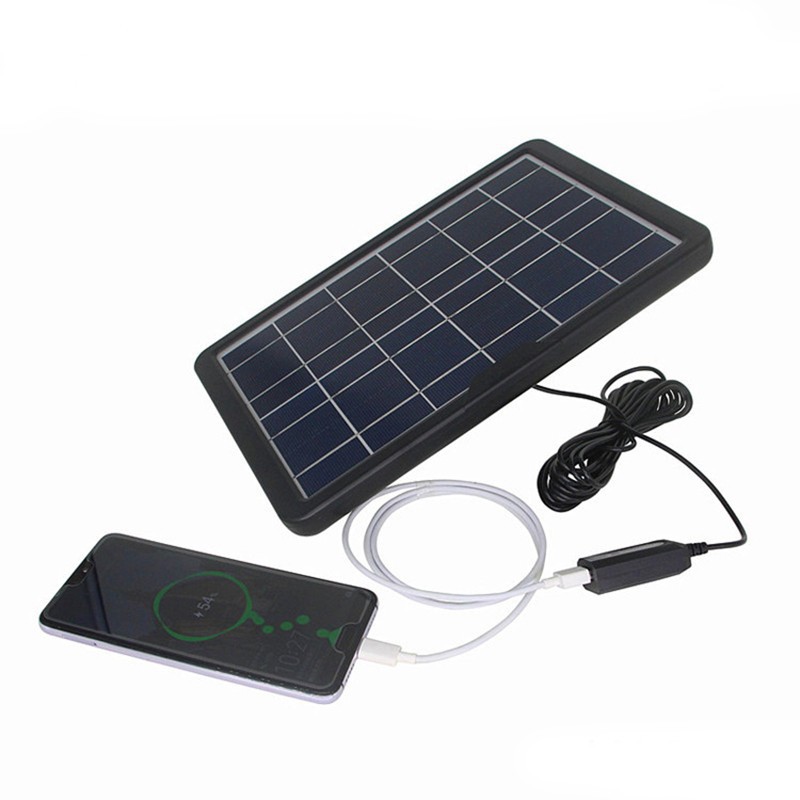 [HCM]Tấm sạc pin điện thoại năng lượng mặt trời 6V 6W  - 6V 10W dây dẫn USB dài 3 mét có bộ ổn định điện áp