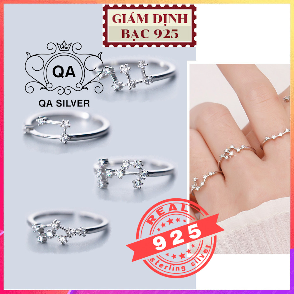 Nhẫn bạc 12 cung hoàng đạo đính đá nhẫn nữ chòm sao S925 HOROSCOPE ZODIAC Ring QA SILVER RI200401