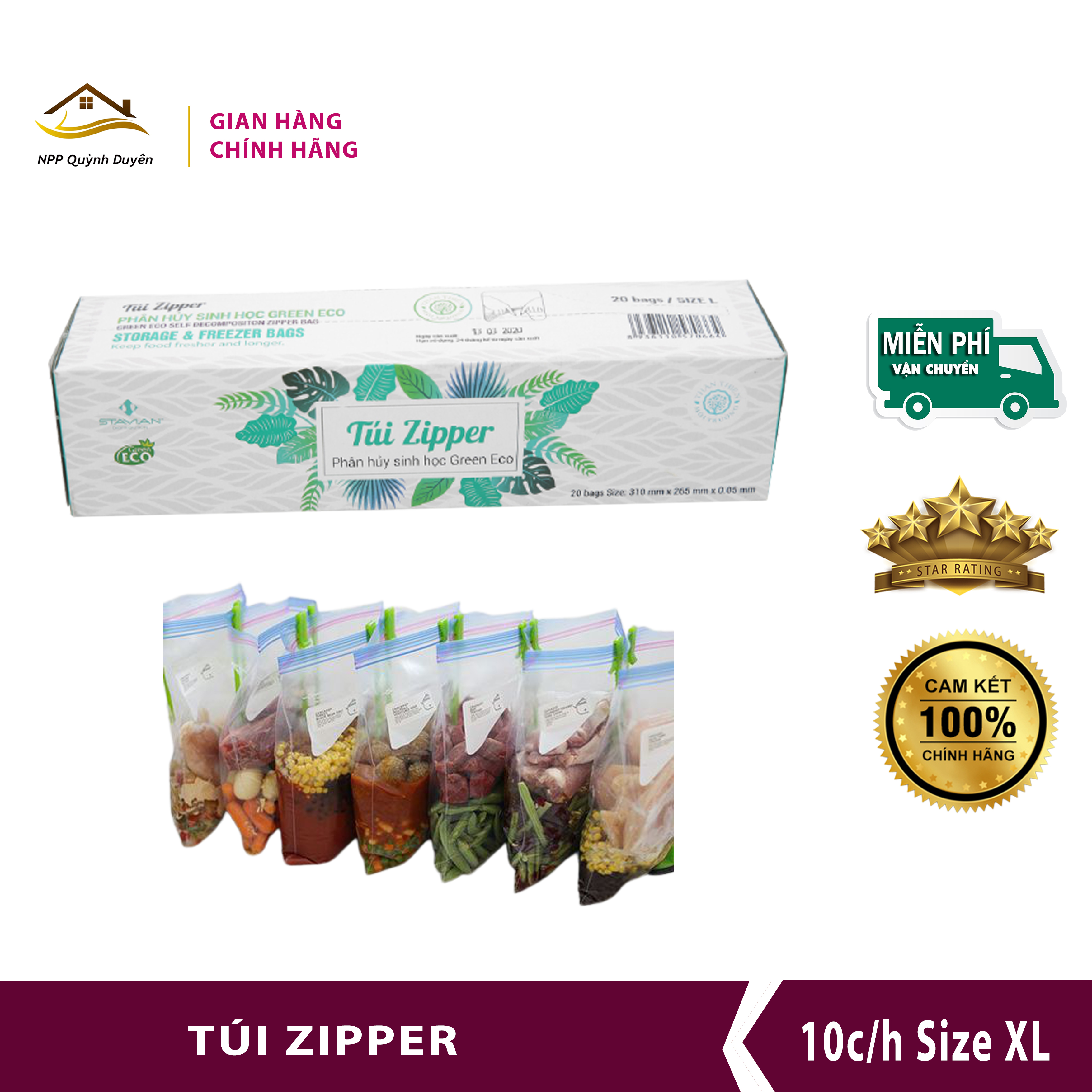 Túi zip đựng thực phẩm greeneco kích thước 35cm x28cm