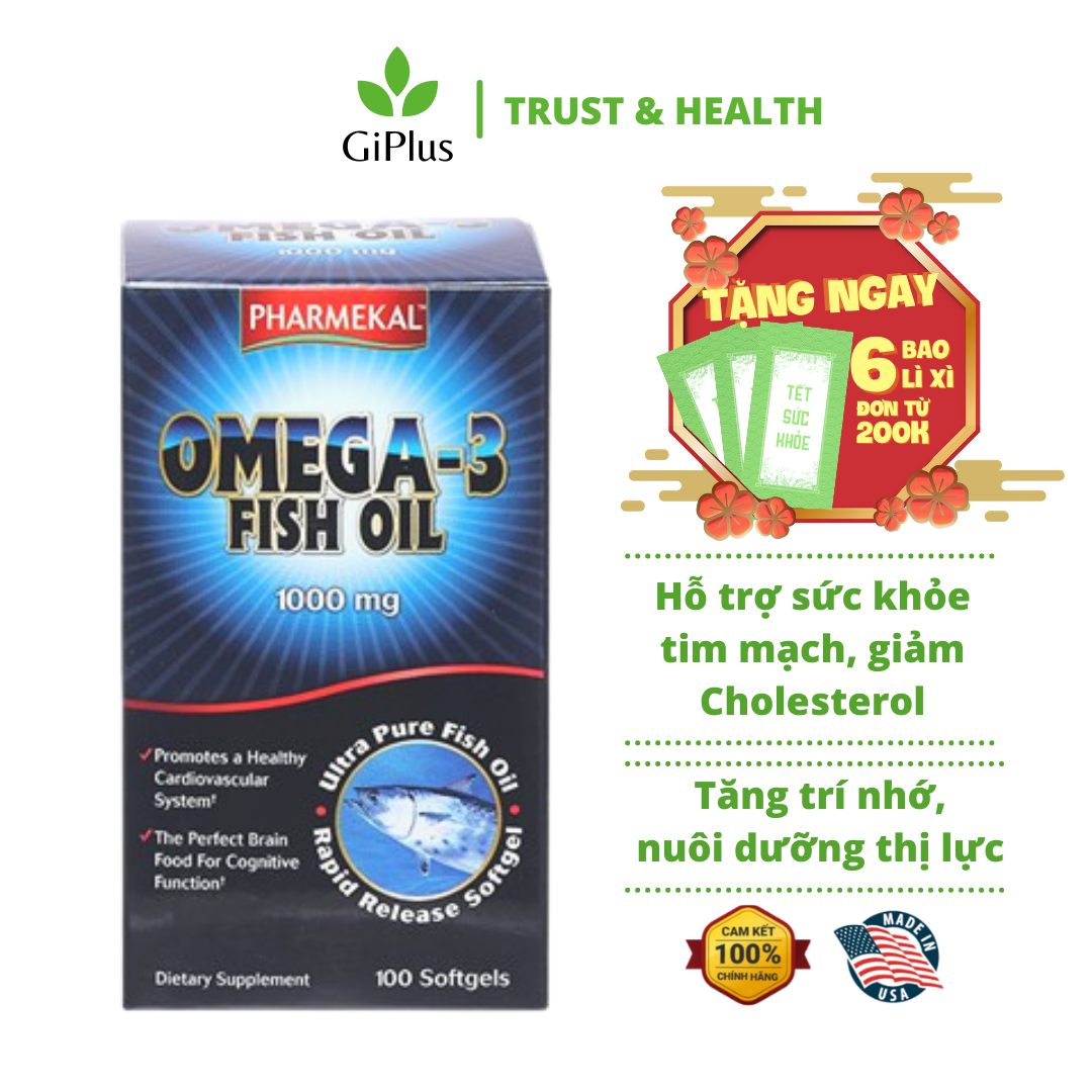 Viên uống dầu cá bổ sung omega 3 pharmekal omega - 3 fish oil 1000mg