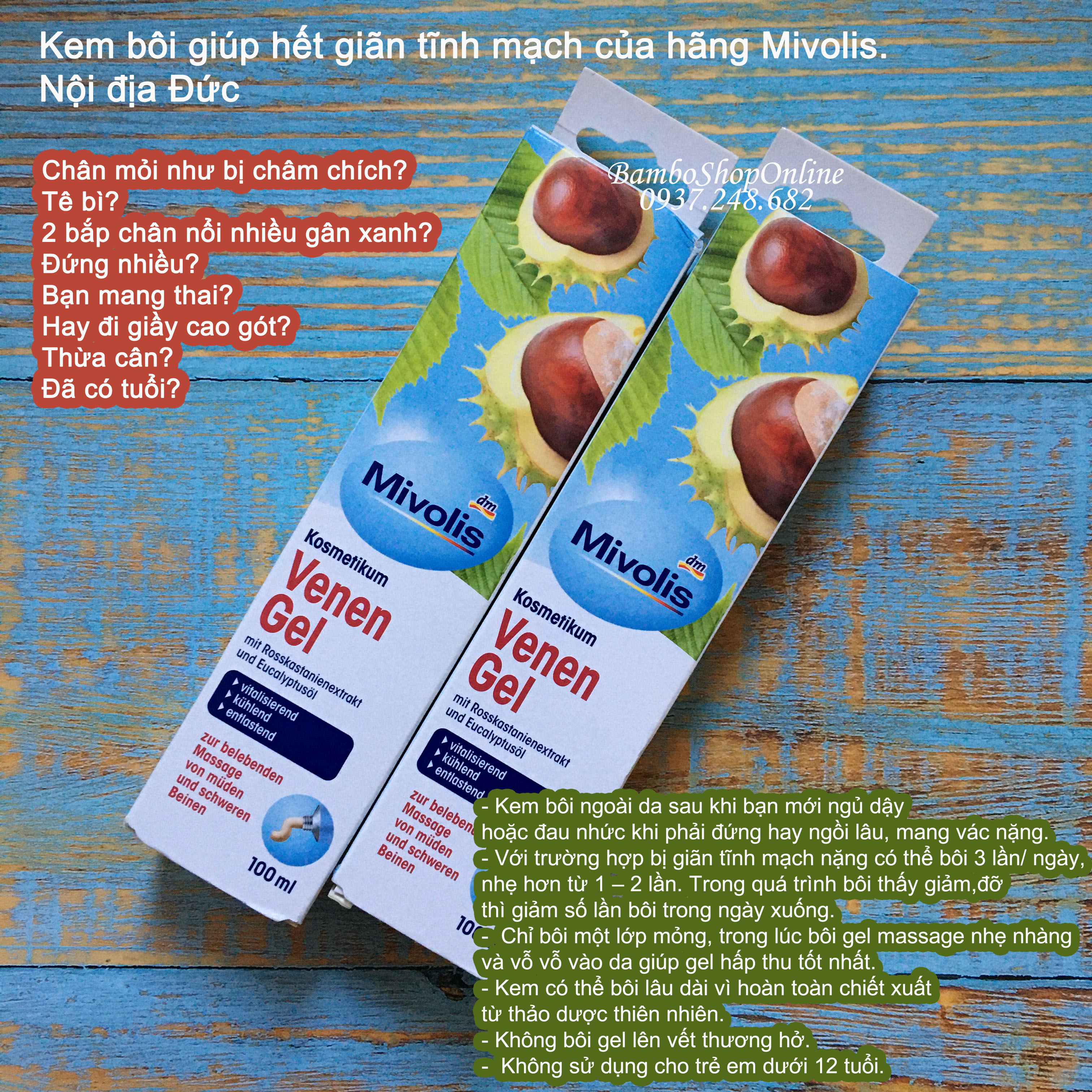 [HCM][Hàng nội địa Đức] Kem bôi giúp hết giãn tĩnh mạch. Giúp giảm mệt mỏi cho chân và hỗ trợ chức năng tĩnh mạch. Hàng Đức xách tay