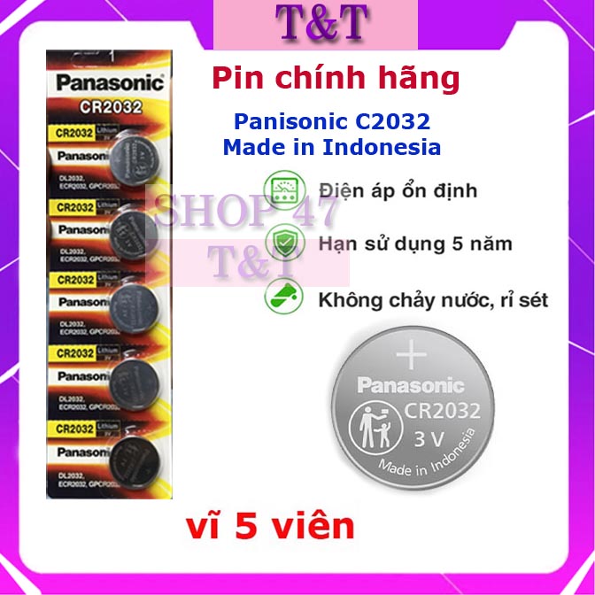 Pin CR2032 Panasonic 3V vỉ 5 viên chính hãng