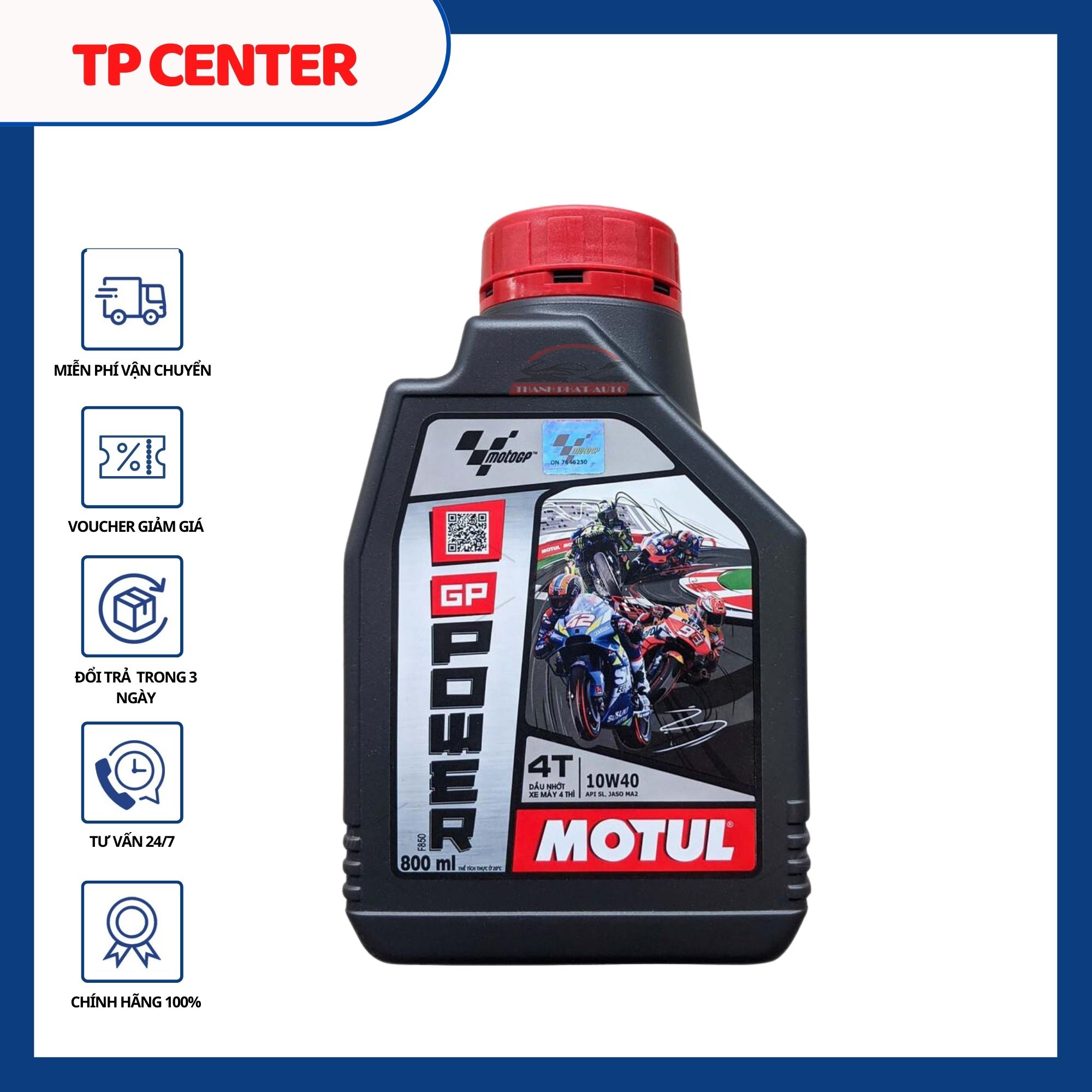 Nhớt Motul GP Power 10W40 chuyên dùng xe côn tay, xe số