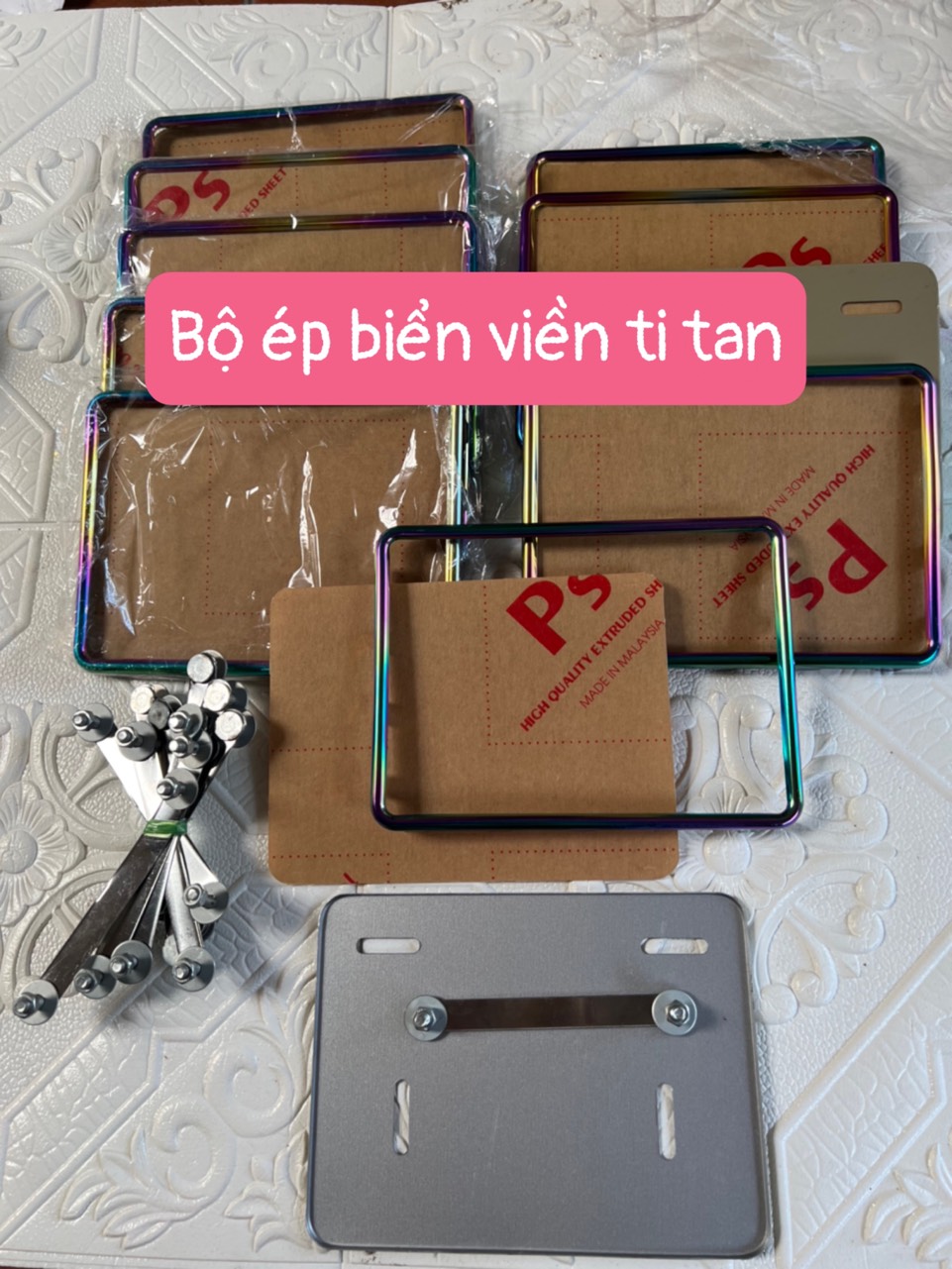 Khung biển số xe máy - Bộ khung ép biển số xe máy viền titan, inox, viền hộp..