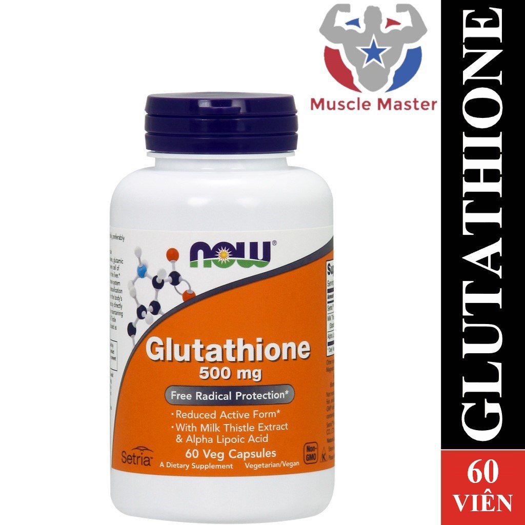 [HCM]Viên Uống Hỗ Trợ Trắng Da Glutathione Now 500mg 60 Viên