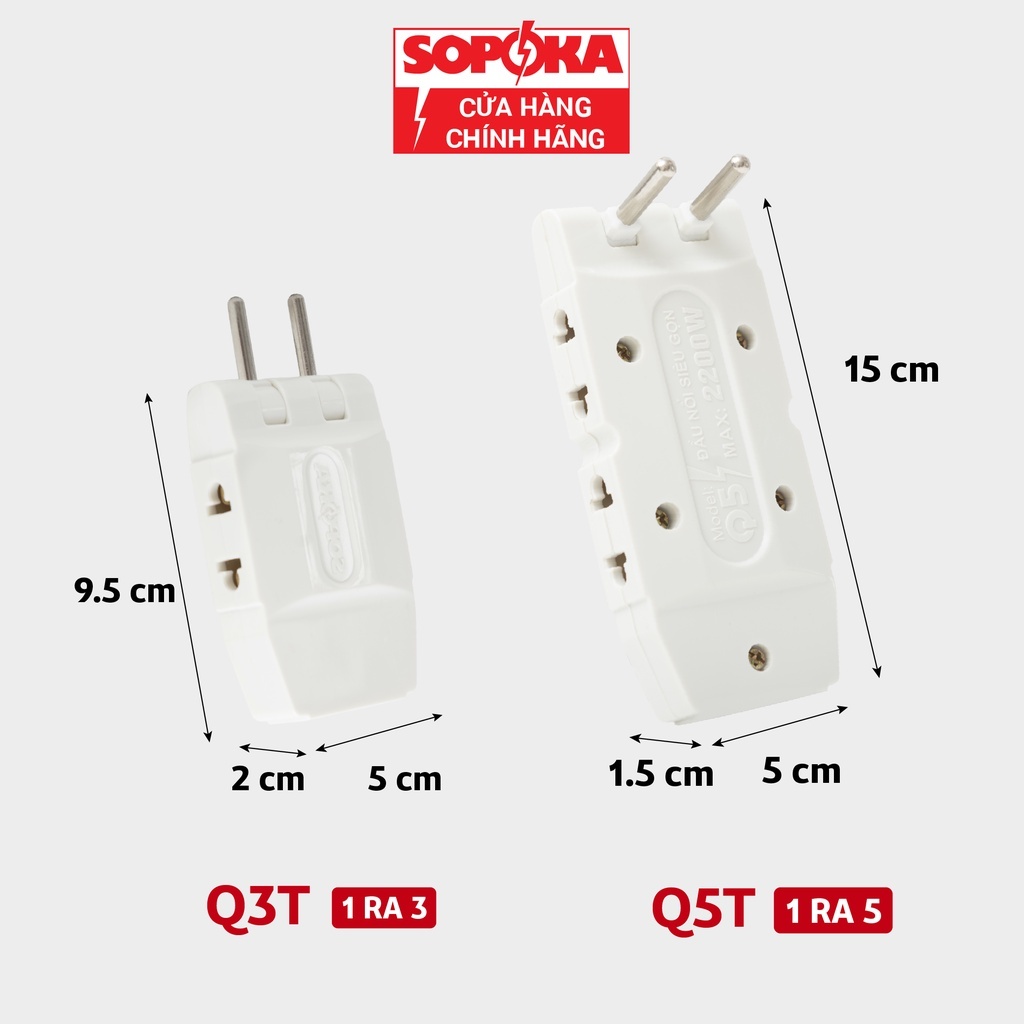 Đầu nối thông minh 3 lỗ / 5 lỗ sopoka q3t - điện việt
