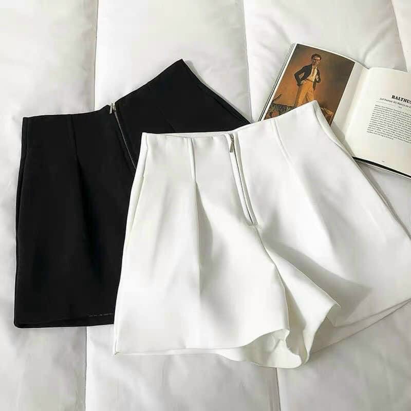 Quần short nữ cạp liền siêu cao quần đùi nữ khóa trước chất tuyết mưa đẹp thời trang