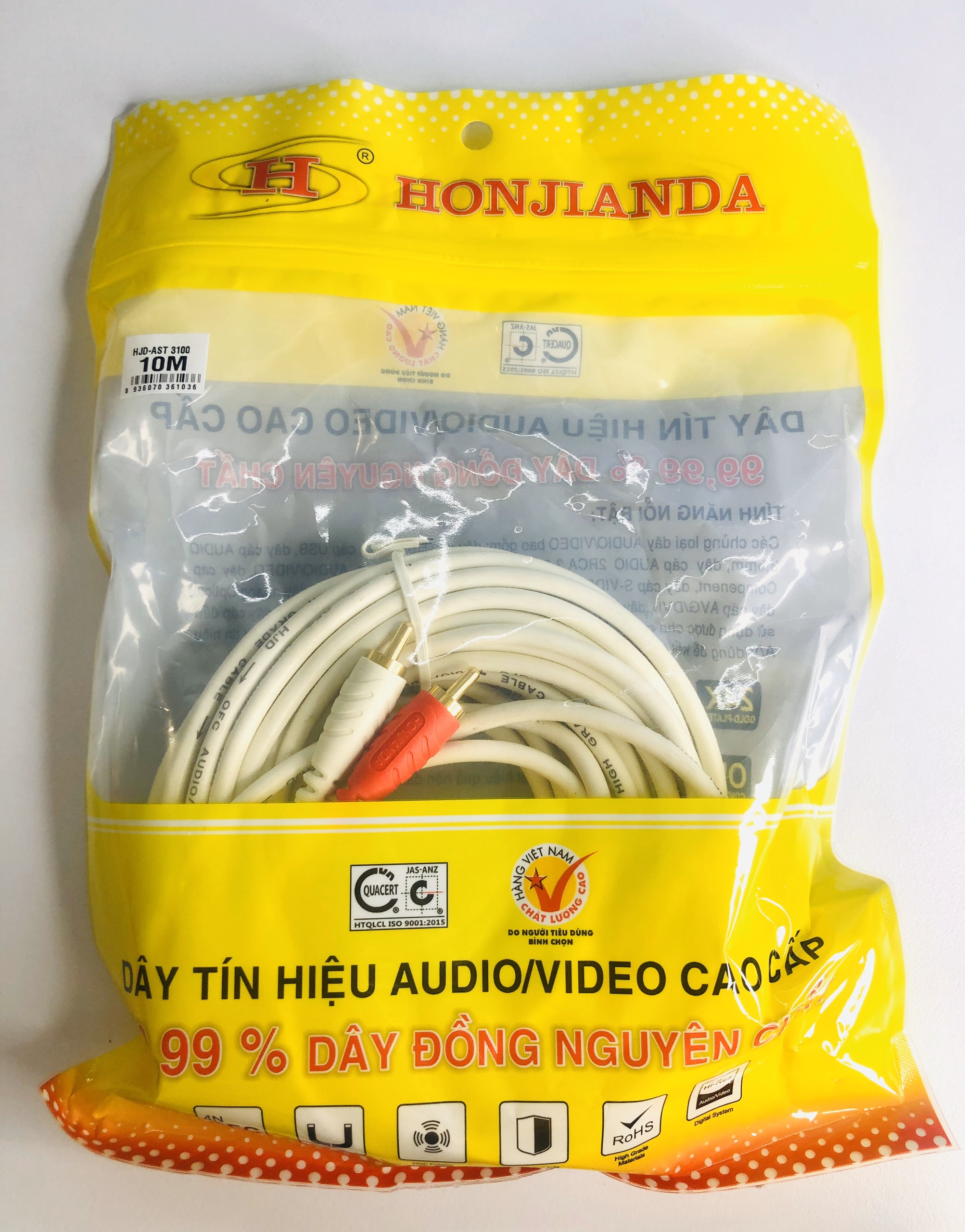 Dây cáp loa av đầu 3.5 ly ra 2 đầu bông sen av dài 1,8m / 3m / 5m - dây loa 1 đầu 3.5mm ra 2 av hiệu hjd