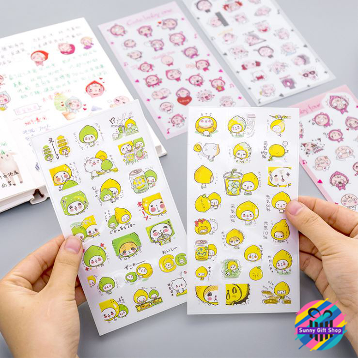 Hình dán STICKER dễ thương ( Bộ 6 miếng ) dùng để trang trí tập, sổ tay, điện thoại, cốc nước