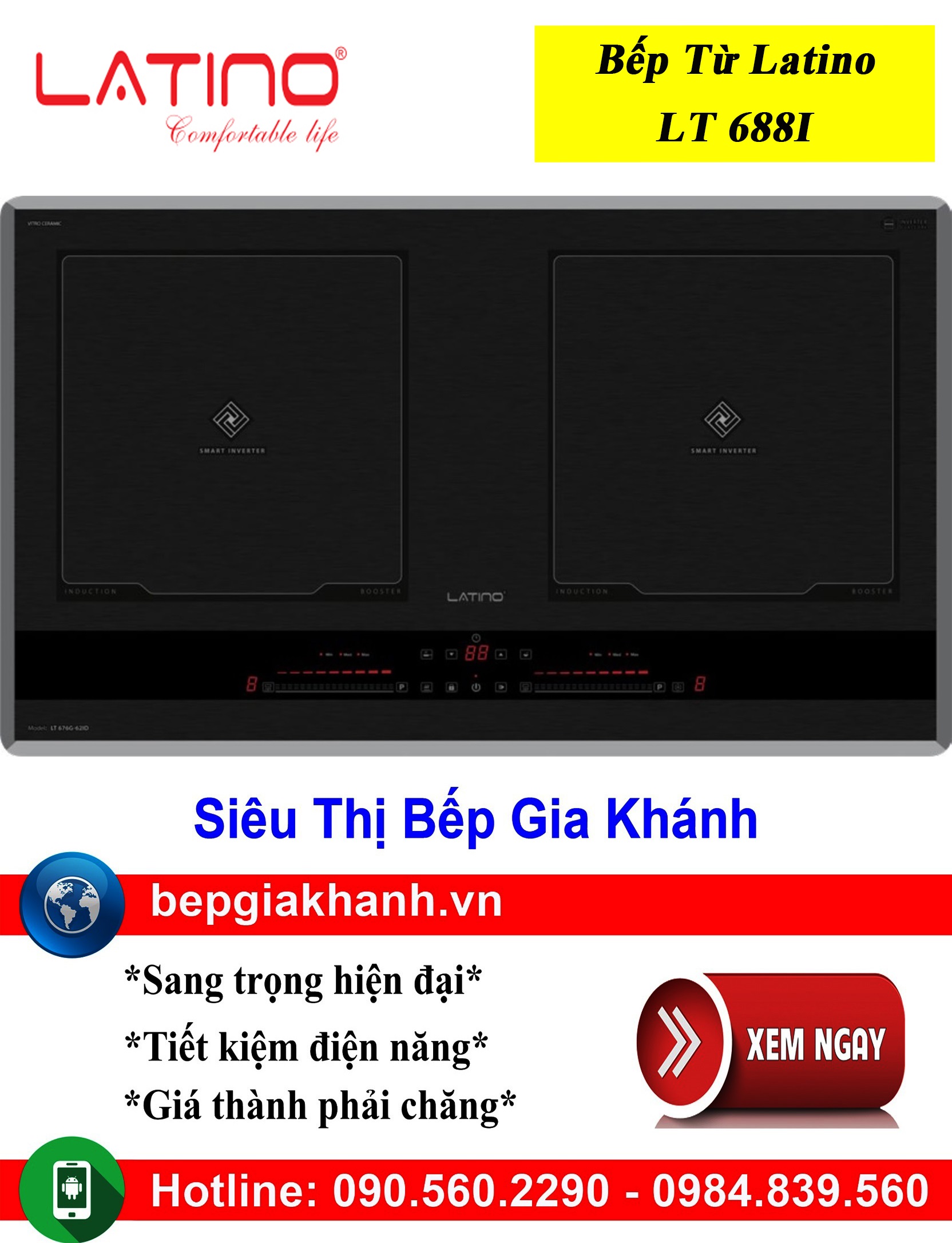 [HCM]Bếp từ đôi Latino LT 688I, bếp từ, bếp điện từ, bếp từ đôi, bếp điện từ đôi, bếp từ giá rẻ, bếp điện từ giá rẻ, bếp từ đơn, bep tu don, bep tu