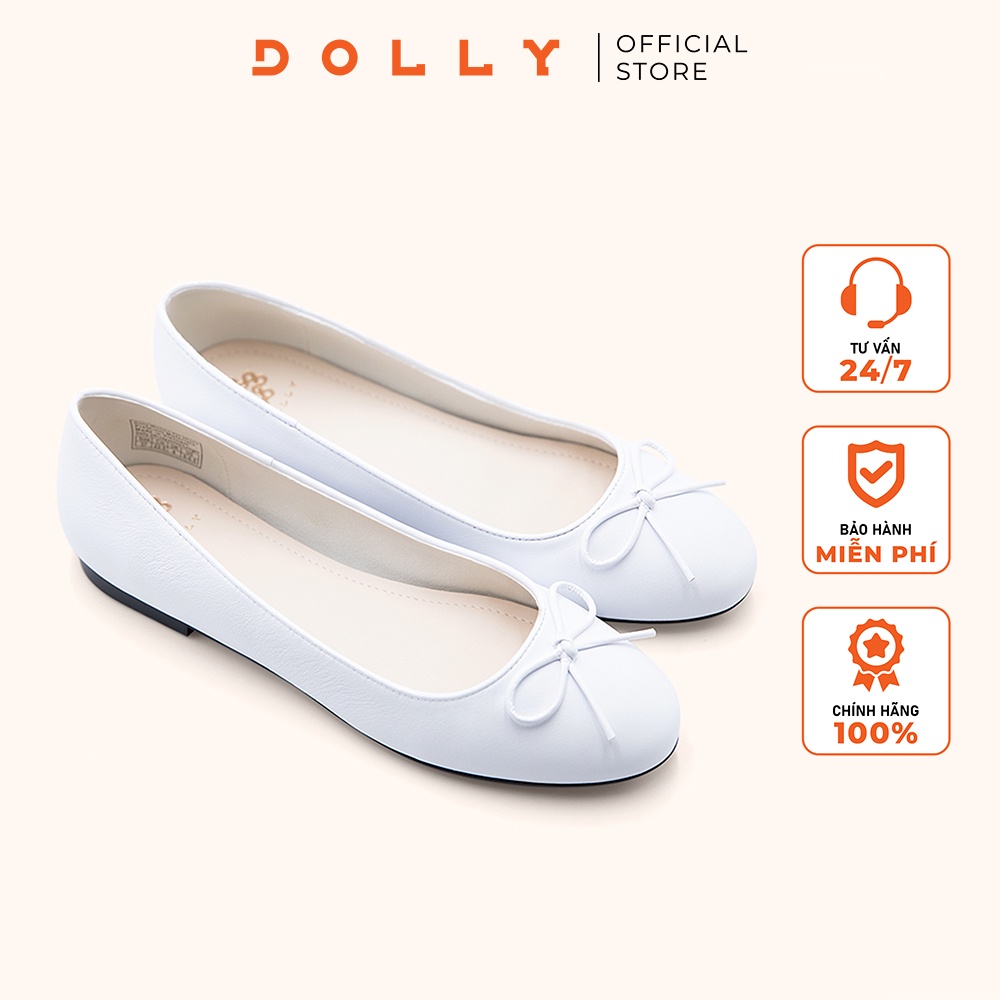 Giày búp bê đế bệt dolly mã 1522 màu trắng