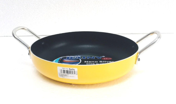 Chảo chống dinh 2 quai lòng sâu 22cm rainy rn 22kd-2q - vàng