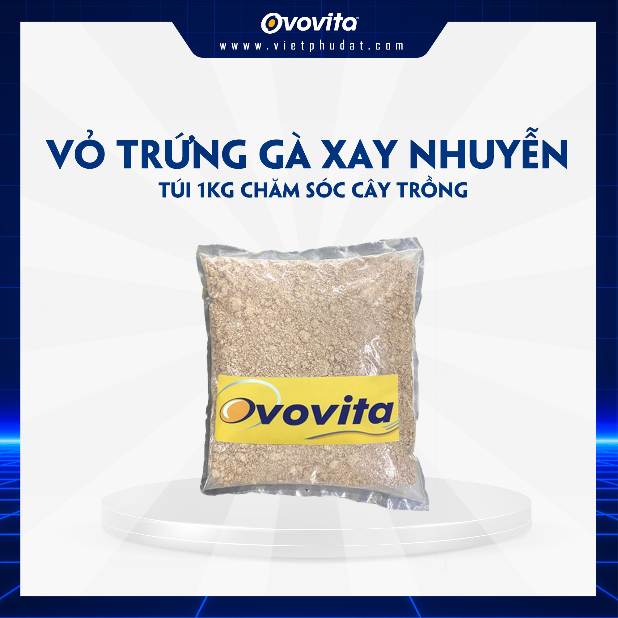 Vỏ trứng gà xay nhuyễn ovovita túi 2kg. làm phân bón cực tốt chống ốc sên và chăm bón cây trồng