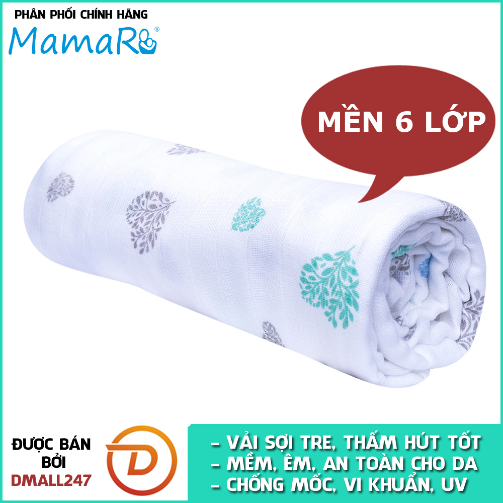 Mền 6 lớp vải tre sợi kép cho bé 125x125 Premium Mamaru MA-MEN6L - Diệt khuẩn, hút ẩm tốt, kháng tia UV- Dmall247, mẹ và bé