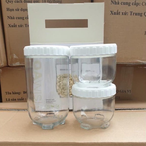 Bộ 3 hủ thủy tinh đựng gia vị