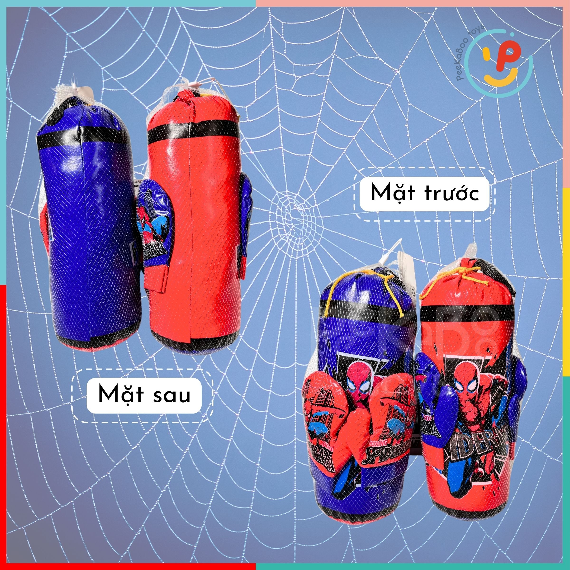 Bao cát và bao tay tập đấm bốc Boxing Muay Thai cho trẻ em hình người nhện
