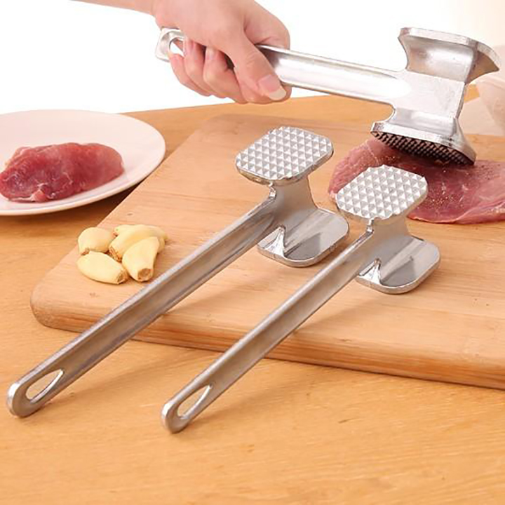 Búa đập thịt thép không gỉ - Cây đập thịt - Đồ đập thịt - Dụng cụ đập thịt inox 2 mặt chắc chắn làm mềm thịt, đập vỏ hạt - Đồ dùng nhà bếp - Vồ đập thịt làm mềm thịt 2 đầu