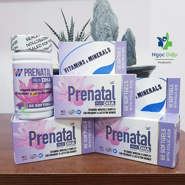 Viên uống Vitamin bà bầu VH - Prenatal Plus DHA hộp 60 viên nhập khẩu chính hãng date 2023