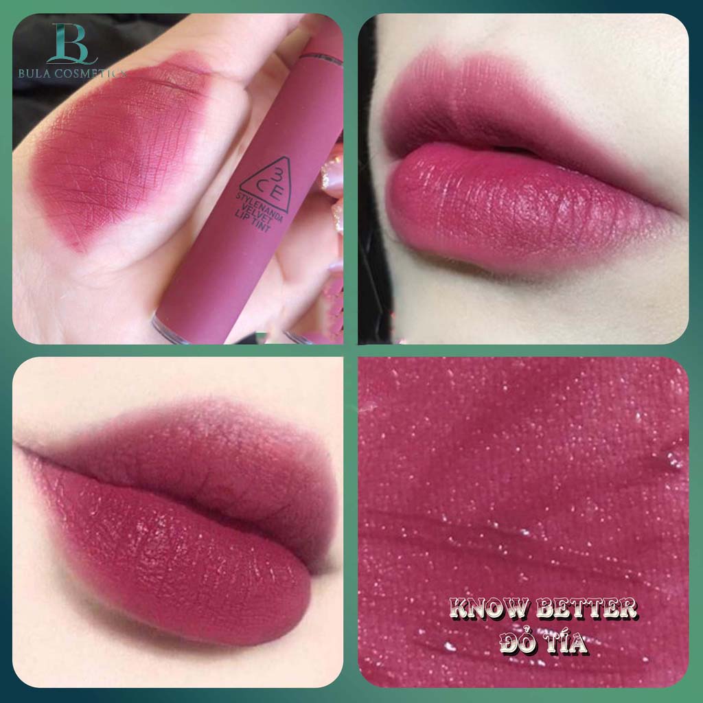 Son Kem 3CE Velvet Lip Tint, Son Kem Lì Không Trôi 3CE Mềm Mịn Môi Chính Hãng