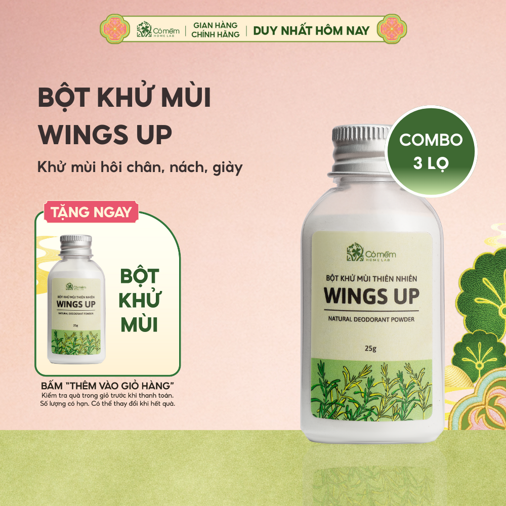   Mua 3 tặng 1 Bột Khử Mùi Wings Up Khử Mùi Hôi Chân Hôi Nách Giày Giảm Tiết Mồ Hôi Hôi Cỏ Mềm 25g 