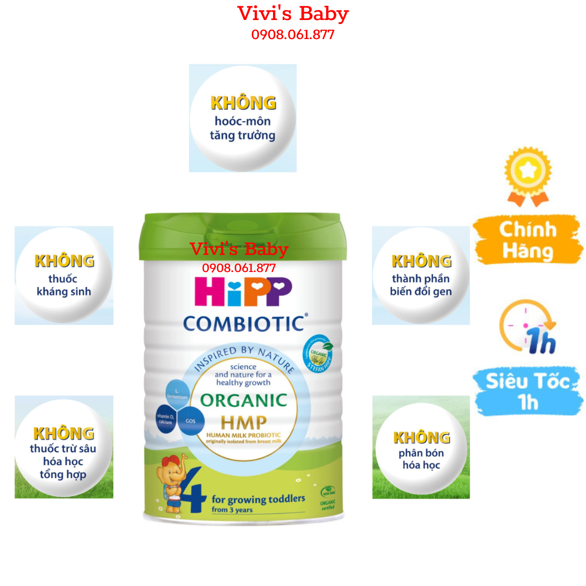 Sữa HiPP 4 Organic Combiotic 800g sữa bột dinh dưỡng công thức cho trẻ trên 3 tuổi chất lượng hữu cơ tự nhiên an toàn hỗ trợ tăng cường sức khoẻ hệ miễn dịch, bổ sung Canxi và vitamin D - 1 Đổi 1 Nếu Lỗi
