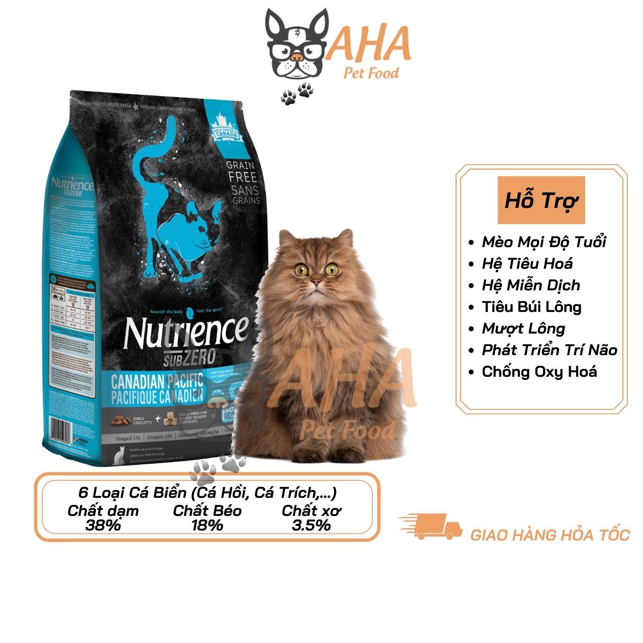 Thức Ăn Hạt Cho Mèo Anh Lông Dài - Nutrience Subzero - Phù Hợp Cho Mọi Giống Mèo Ở Mọi Độ Tuổi, Hỗ Trợ Da Lông Bóng Mượt, Xương Sụn Cơ Khớp, Hệ Tiêu Hóa, Búi Lông - Thịt Gà Cá Hồi Cá Trích Cá Tuyết Rau Củ Và Tráy Cây - ahapetfood