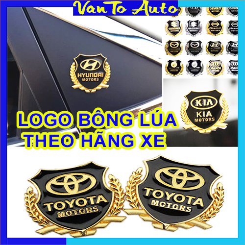 Bộ 2 logo bông lúa trang trí ô tô, đầy đủ logo các hãng xe