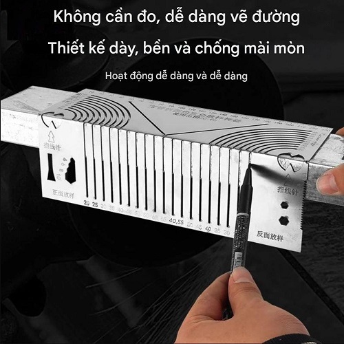 Thước Lấy Dấu Phạm Vi Sử Dụng 20-65 Thước Ke Vuông Góc Đường Cong Bo Góc Trên Các Loại Sắt Hộp 45 Độ Theo 2 Hướng