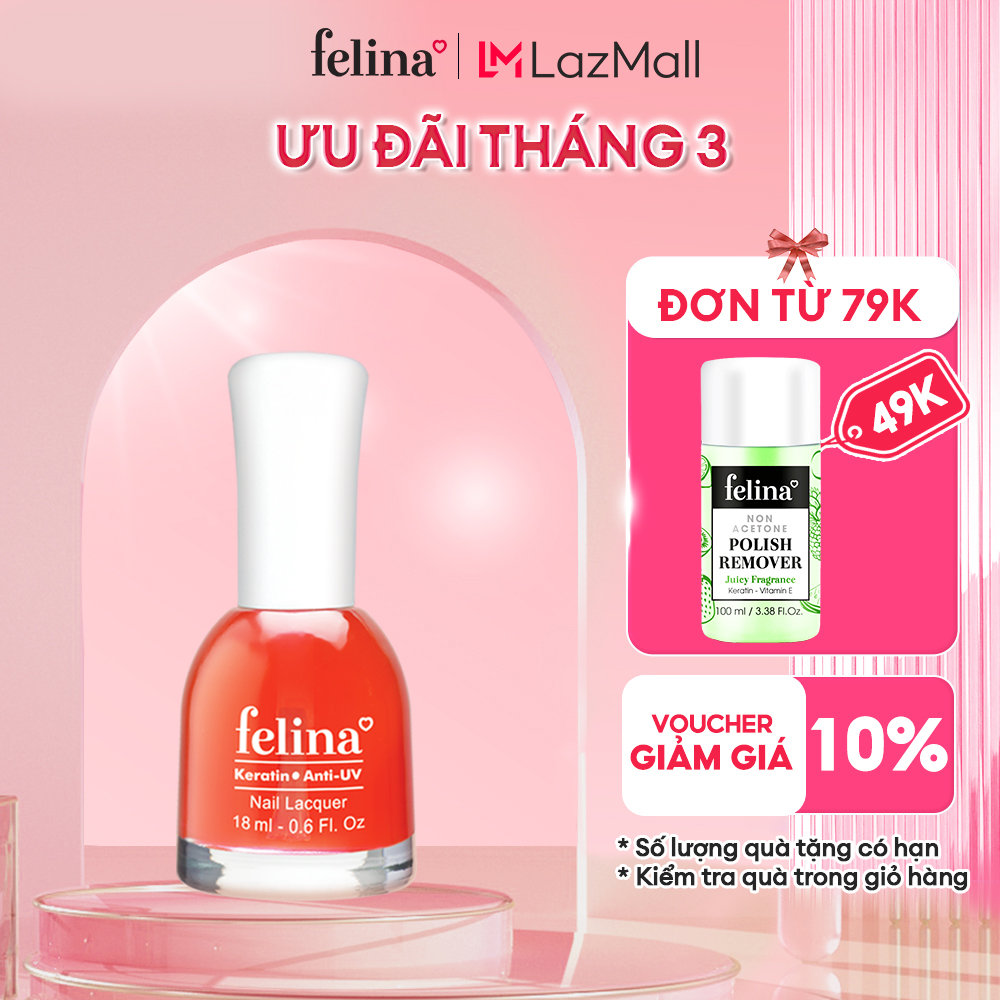 Sơn bóng đỏ Felina 18ml, bóng ánh đỏ trong suốt, chống tia UV CB301
