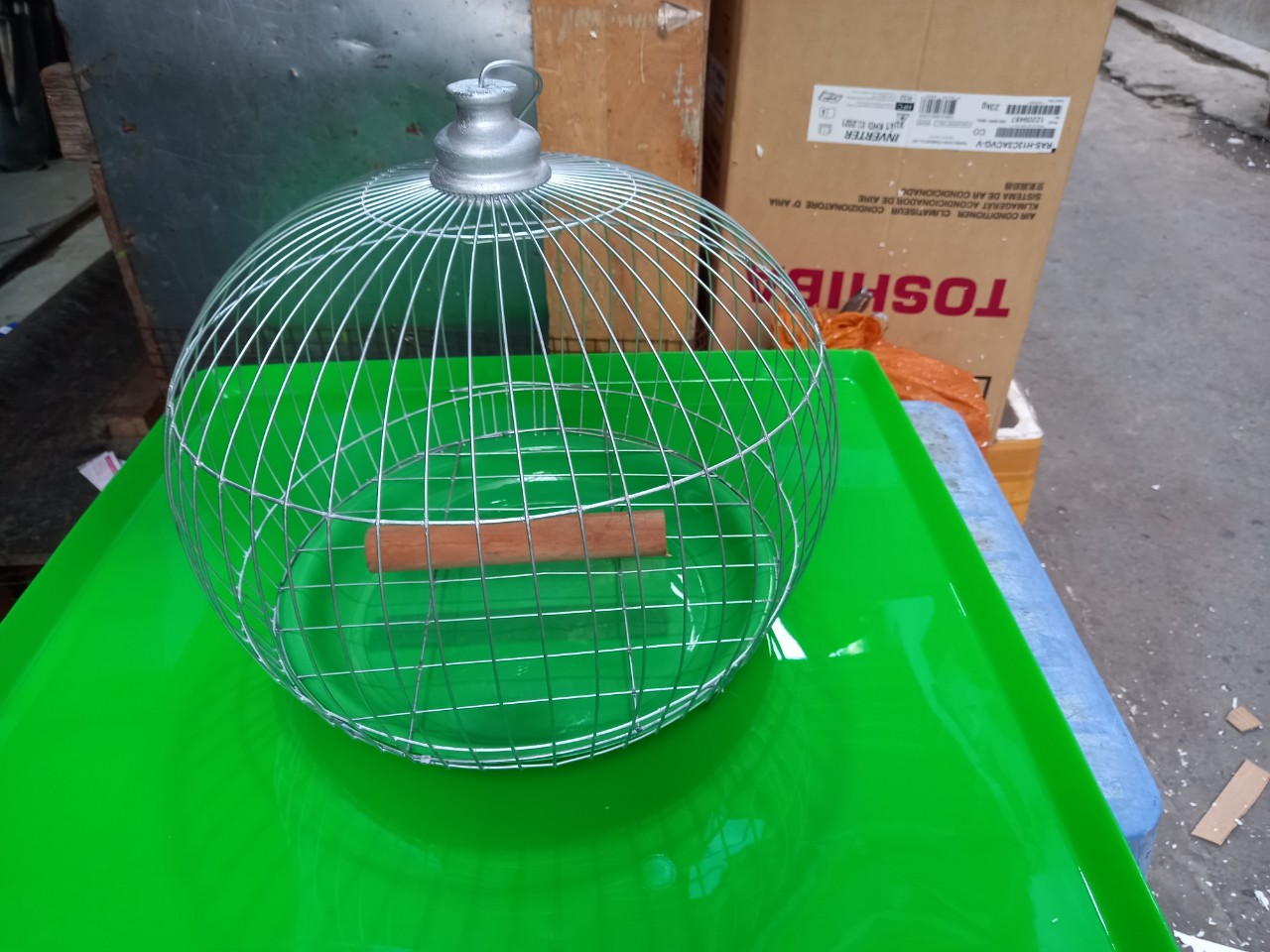 Lồng chim cu gáy bằng kẽm đầy đủ phụ kiện