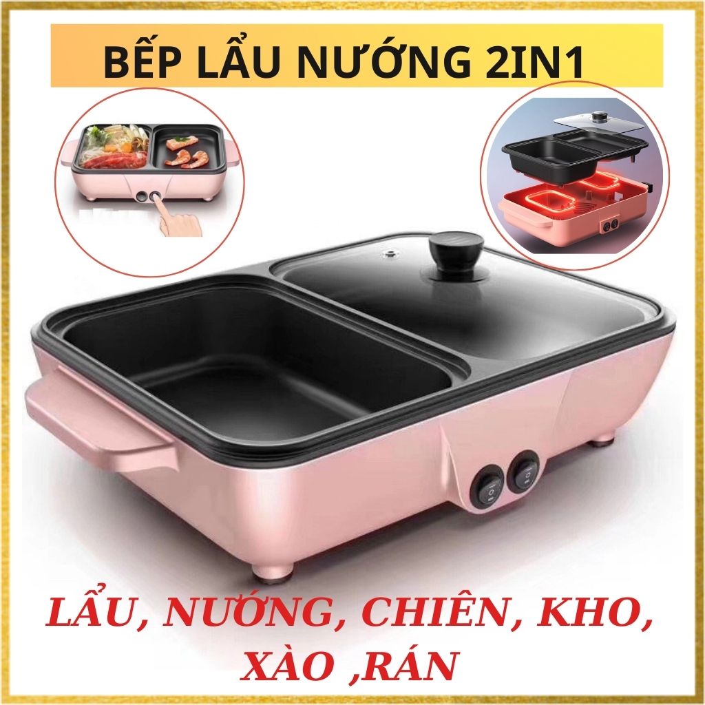 Bếp Lẩu Nướng 2 Trong 1 - Nồi Lẩu Nướng Điện Đa Năng Hàn Quốc ,Nhỏ Gọn, Tiện Dụng