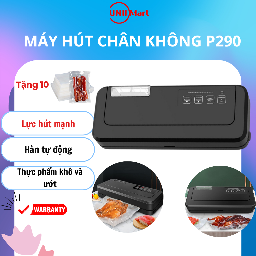 Máy hút chân không p280, p290 không kén túi, máy hút chân không gia đình công suất lớn-bảo hành chính hãng