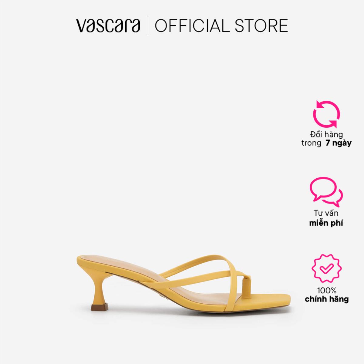 Vascara guốc mũi vuông quai mảnh đan chéo spool heel - gnn 0171