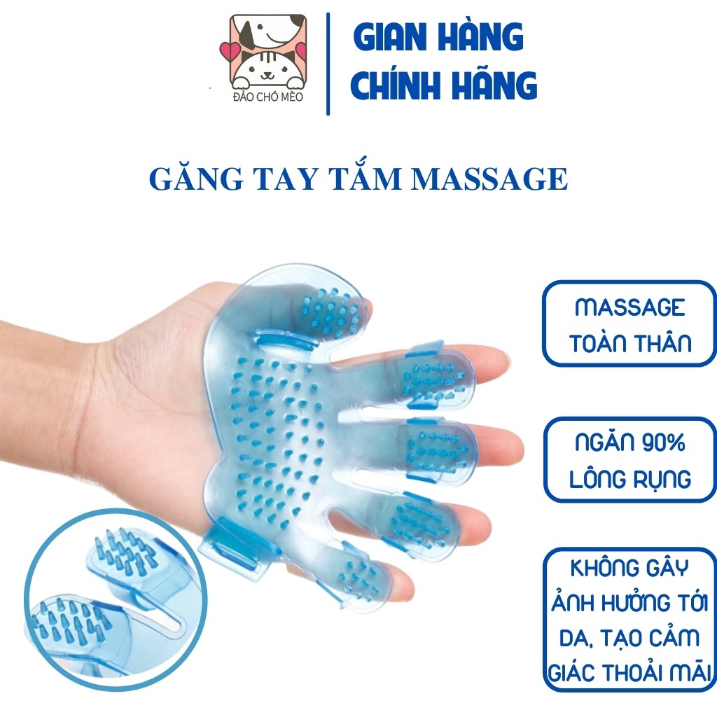 Găng Tay Tắm Cho Chó Mèo Chải Lông Rụng - Đảo Chó Mèo