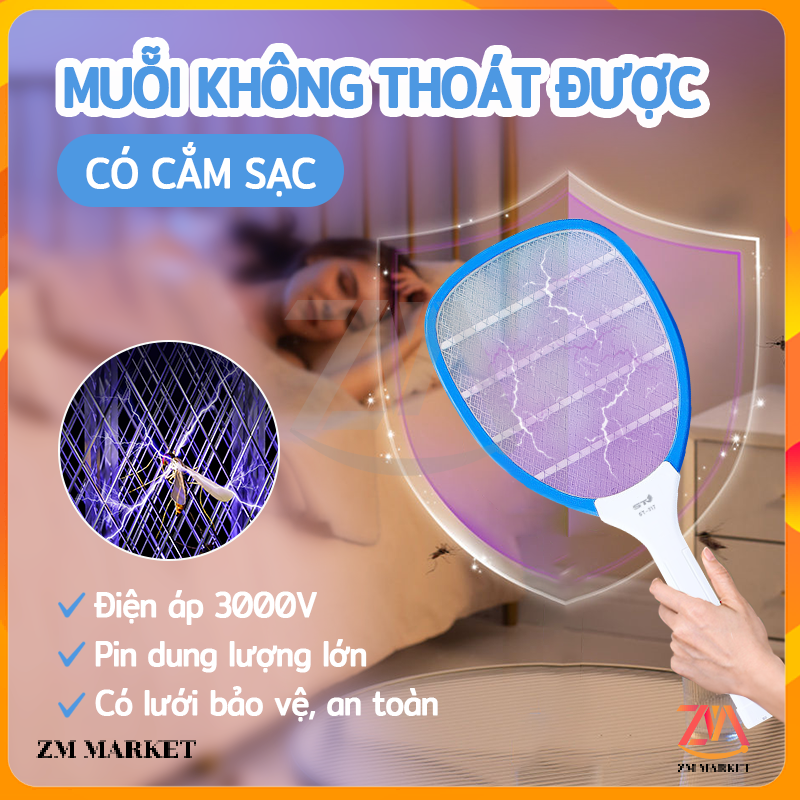 Vợt Muỗi Thông Minh 2 Chế Độ vợt muỗi điện quang Thiết Kế Mới, Tính Năng Cập Nhật, Pin sạc cao cấp