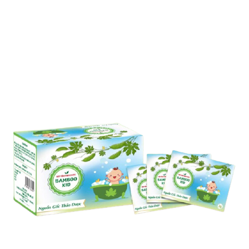 Bột tắm gội thảo dược cao cấp cho bé - BAMBO KID (Hộp 30 gói) - hết hăm ngứa da, hết rom sảy, hết cứt trâu cho bé