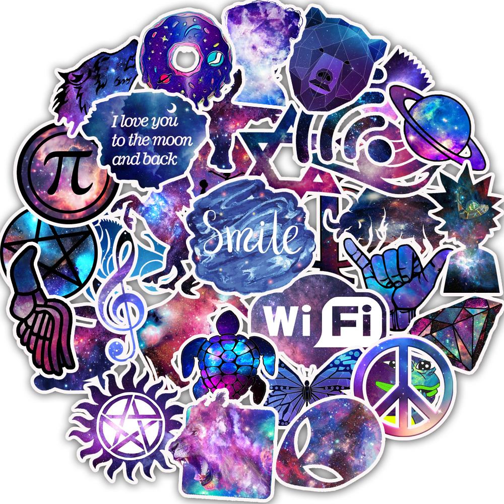 35 Miếng Dán Hoạt Hình Bầu Trời Màu Tím Không Thấm Nước, Miếng Dán Vinyl Cổ Điển Trượt Ván Trượt Tuyết Nhãn Dán Sổ Tay Graffiti