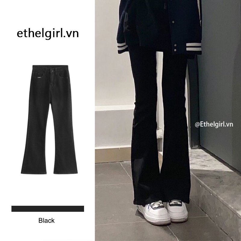 Ethelgirl Quần jeans Nữ Ống Suông Lưng Cao Size Xs-2XL